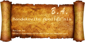 Bendekovits Apollónia névjegykártya